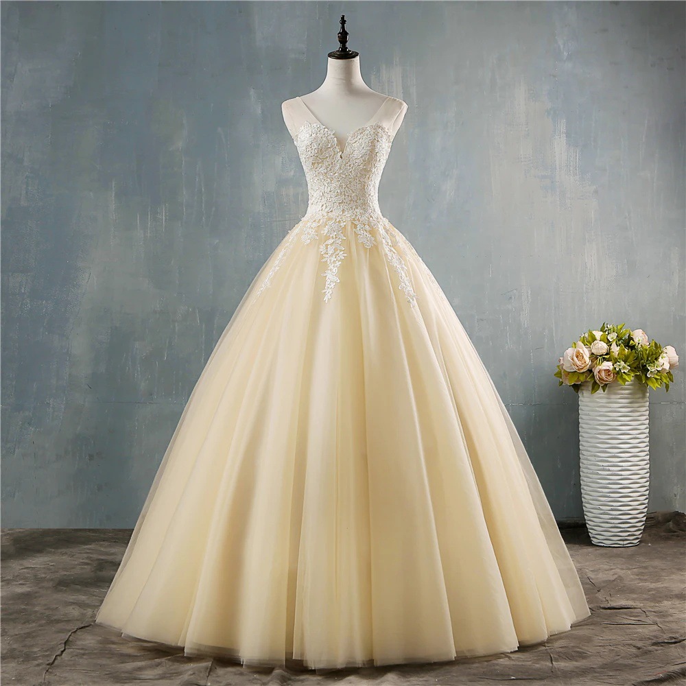 Customized New White Pink Champagne Deep V Neck Elegant Ball Gown Wedding  Dresses for Brides Dress Lace Plus Size| Alibaba.com
