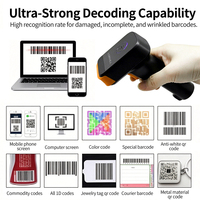 LONVILL Scanner de codes-barres portable 120fps 640x480 CMOS 4mil à faible luminosité avec écran, filaire et sans fil, pour caisse de détail et TPV