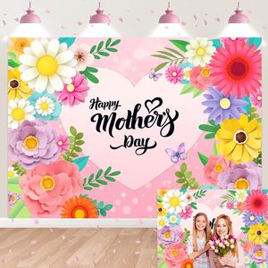 Toile de fond Joyeuse Fête des Mères, motif floral rose, « Merci Maman », « J'aime Maman », fond photographique, bannière décorative pour fête du thé, personnalisable - Product Image 6