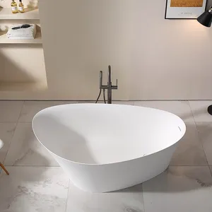 LUXSPA现代浴缸人造石树脂固体表面混凝土独立式浴缸