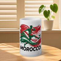 Bougie décorative personnalisée pour fans de football du Maroc, lot de 3, lumières LED sans flamme en forme de pilier, design imprimé match 2026 avec télécommande et minuterie