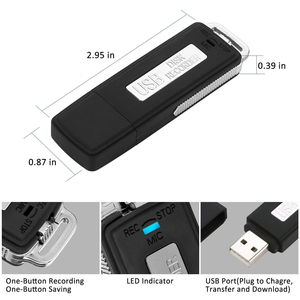2 trong 1 USB Flash Disk ghi âm giọng nói Mini kỹ thuật số âm thanh âm thanh ghi WAV Định dạng USB Flash Driver ghi 70 giờ pq131 - Product Image 5