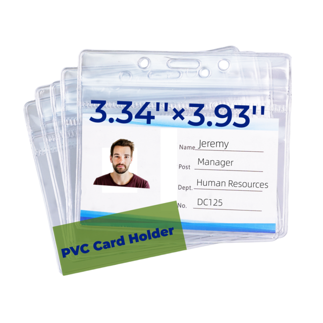 Bestom Economy PVC Card Holder Horizontal Standard Waterproof Soft Plastic ID Pouch Zipper Convenient Badge Holder Accessory