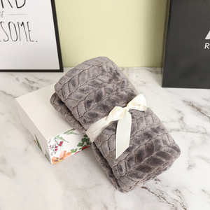 2020 Embossing Design Flannel Fleece Airline <strong>Herringbone</strong> Travel <strong>Blanket</strong> - Product Image 5