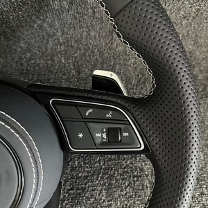 Volant de course personnalisable <span class=keywords><strong>S</strong></span> <span class=keywords><strong>Line</strong></span> en cuir noir semi-perforé pour <span class=keywords><strong>Audi</strong></span> <span class=keywords><strong>A3</strong></span> 8V A4 A6 C7 B8 B9 RS3 S3 S5 Q3 SQ5 Q8 - Product Image 3