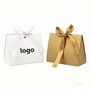 Factory Direct Customizable Triangle <b>Paper</b> Gift Box With Ribbon Elegant Ideal for <b>Wedding</b> Favor & Candy Packaging - Product Image 1