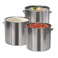 Seau à soupe commercial en acier inoxydable OEM avec double poignée et couvercle, grande capacité, pour stockage d'eau et cuisson