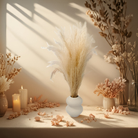 Set Vas Plester dengan Rumput Pampas Boho untuk Dekorasi Meja Pernikahan, Dekorasi Rumah Natal & Festival, Dekorasi Pesta Romantis