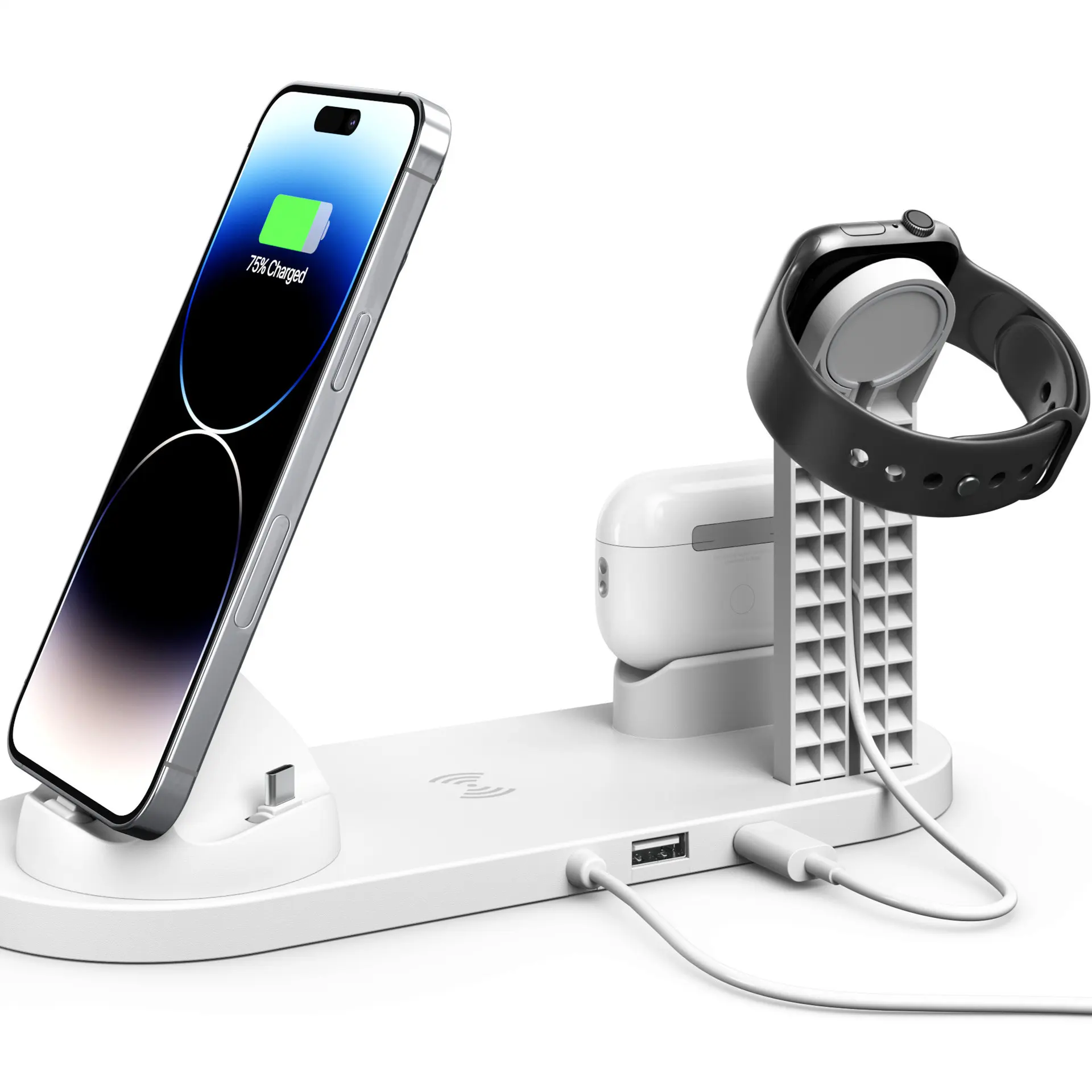 4 in 1 Wireless Charger 10W Ladestation für iPhone für Mobiltelefon für Smart Watch für Kopfhörer