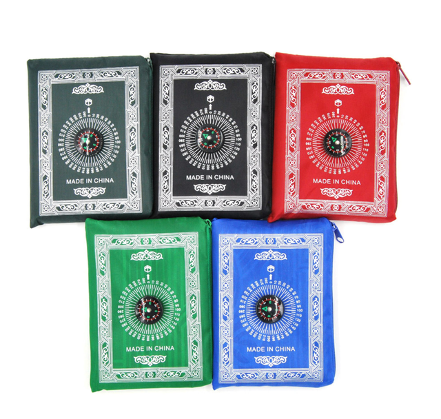 New Educational Thick Muslim Pray Floor Pad Portable Islam Pocket Size Prayer Mat with Compass