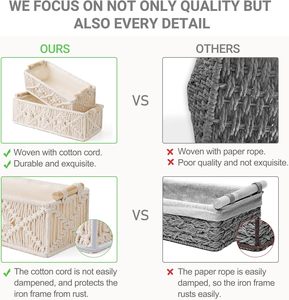 Macrame Lưu Trữ Giỏ Handmade Dệt Quà Tặng Bông Sợi Dây Thừng Lưu Trữ Thùng Trang Trí Hộp Với Gỗ Xử Lý - Product Image 5