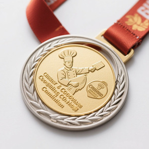 Medallas de Chef Personalizadas al por Mayor para Competiciones de Cocina, Diseño Antiguo, Colores Personalizados para Promoción y Conmemoración - Product Image 1