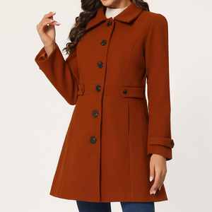Classico Cappotto Invernale da Donna in Lana, Lungo e Monopetto, Caldo e Confortevole, Tinta Unita, Taglie Grandi, Stile Inglese - Product Image 1