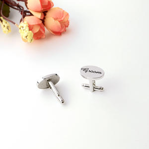 Boutons de manchette ovales en alliage de haute qualité de 20 mm avec logo personnalisé pour hommes, boutons de manchette plaqués - Product Image 5