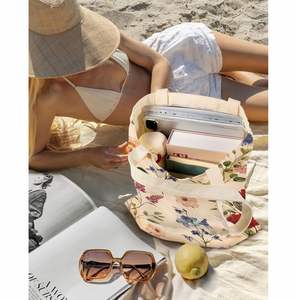 Juego de 2 Bolsas de Compras de Pana Estéticas Miss Adola, Bolsa de Maquillaje, Bolsa de Compras Reutilizable para Mujer, para Gimnasio, Viajes, Trabajo, Color Beige - Product Image 3