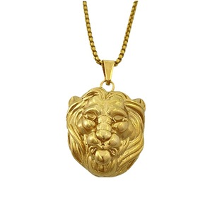 Yunnique – collier avec pendentif tête de lion, en acier inoxydable, or, bijoux du zodiaque, accessoire - Product Image 5