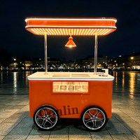 Chariot à glace italien, présentoir à crème glacée, chariot à gelato avec évier à vendre