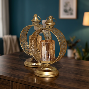 Vintage Iron <b>Hurricane</b> <b>Candle</b> Holder with Glass Lantern Ornate Metal <b>Candle</b> Jar for Wedding Party Table Decor - Product Image 3