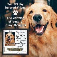 Marco de Fotos Conmemorativo para Mascotas, Color Negro, Vertical, para Mesa, con Clip para Collar, Regalo de Duelo por la Pérdida de una Mascota