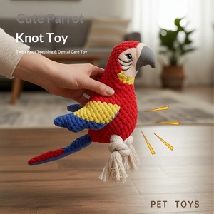 Jouets en peluche en forme d'oiseau pour animaux de compagnie, design perroquet, jouets à mâcher interactifs pour petits et moyens chiens, nettoyage des dents - Product Image 3