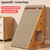 Griffoir pour chat en carton ondulé épaissi à 5 couches, avec rampe en MDF et cachette, vente en gros OEM/ODM