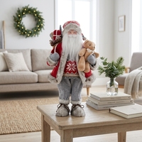 Père Noël en peluche en tricot gris pour la décoration de Noël