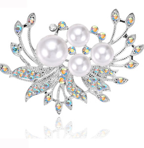 Go Party exquisita perla flor broches alfileres Rhinestone seguridad bufanda <span class=keywords><strong>Pin</strong></span> boda joyería broche para mujer ramillete insignias - Product Image 6