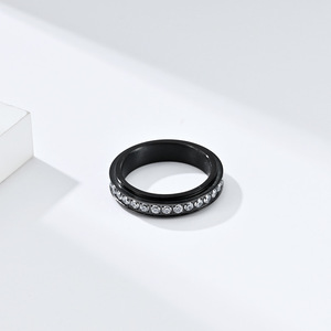 Trendy <b>Titanium</b> Steel Diamond Encrusted Rotating <b>Ring</b> For Women Gold Color Stress Relief Jewelry Gift - Product Image 3