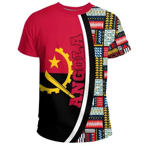 Exclusive design Custom Logo Short Sleeve Breathable Angola Country Flag t-shirt With 100% Polyester