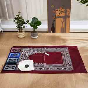 Tapis de prière musulman portable, personnalisé, islamique, imperméable, en polyester, format poche, avec sac de transport - Product Image 4