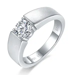 Wedding Party GRA VVS1 Moissanite 925 Sterling Silver 18K Gold Plated 6.5mm Moissanite Ring for Men