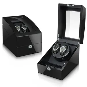 Doble Watch Winder + 3 Soft Leather Watch Pillows LED Relojes automáticos Winding Box