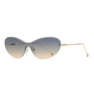 Nouvelles lunettes de soleil œil-de-chat sans monture style européen et américain UV400 en métal pour femme, légères, type 3, protection solaire - Product Image 1