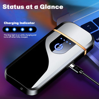 Briquet Électrique Plasma Métallique Mini à Double Capteur Tactile, Rechargeable USB, Sans Flamme, Fin et de Poche