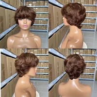 Perruques courtes bouclées 100% cheveux humains pas chères pour femmes, style brésilien et vietnamien naturel, vente en gros, sans colle
