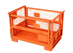 Ağır galvanizli çelik depolama kafesi palet kutusu <span class=keywords><strong>Metal</strong></span> kafes kaynağı için elektrostatik toz boyama istiflenebilir katlanabilir - Product Image 3