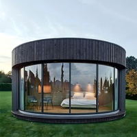 Cabaña Prefabricada de Lujo Personalizable, Casa Redonda con Estructura de Acero Ligero, Casa de Vacaciones, Hotel, Cabaña Redonda Prefabricada con Espejo