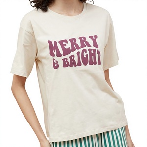 Womens Cotton <b>T</b> <b>Shirt</b> 160 GSM <b>Christmas</b> Holiday Graphic Print Crewneck Retro Short Sleeve Tee Apparel Manufacturer - Product Image 1