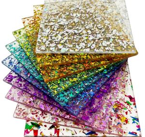 カスタムレーザー切断キラキラアクリルシート広告看板厚さ3mm 4mm半透明フレークアクリルシート - Product Image 1