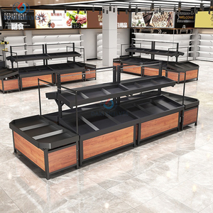 Étagère de présentation de fruits et légumes, présentoir de légumes pour magasin avec grands paniers, étagères d'îlot pour fruits et légumes de supermarché - Product Image 6