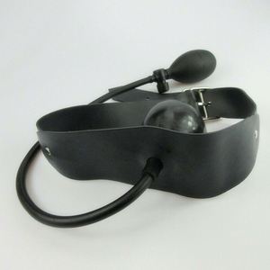 Erwachsenenspiele Sexsklaven-Knebel Offener Mundknebel Schwarz Latex Weiche Munddehnkugel Sexspielzeug für Paare Aufblasbare Mundkugel - Product Image 4