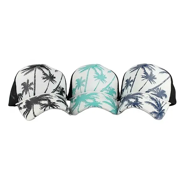 New Style 5 Panel casual trucker hat Custom Hawaii floral Print Snapback Cap fashion beach mesh caps
