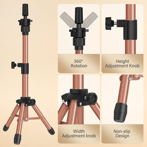 Support Trépied Métallique Réglable Marron Coloré pour Tête de Mannequin de Coiffure et Maquillage, Outil d'Extension Capillaire - Product Image 3