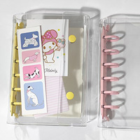 Protège-cahier à anneaux A7 en PVC souple transparent multicolore avec bouton-pression, vente directe usine