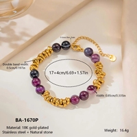 Bracelet en acier inoxydable style bohème avec perles, plaqué or 18 carats PVD, anti-ternissement, chaîne torsadée en agate, réglable pour femme