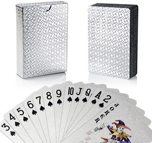Silver Foil Poker Playing Cards, Waterproof Deck Poker Card with Gift Box, Perfect for Party and Game