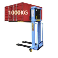 Chariot élévateur électrique portable à chargement automatique de 1 tonne, prix d'usine, avec transpalette hydraulique, batterie lithium-ion, transmission intégrale