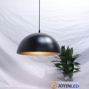 Joyinled 15英寸黑金金属吊灯，大胆纹理哑光黑色圆顶手工贴金箔吊灯 - Product Image 2