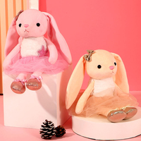 Boneka Kelinci Balerina Abu-abu Murah 40CM, Penjualan Langsung Pabrik, Mainan Boneka Kelinci Lembut untuk Pertunjukan Tari Balet, Hadiah untuk Anak Perempuan