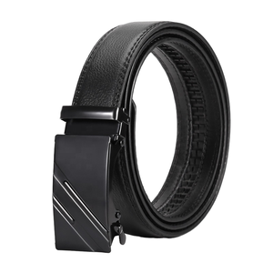 Cinturón de Cuero Vacuno para Hombre, Hebilla Automática de Hierro, Patrón Litchi, 120cm de Largo, 2-4cm de Ancho, Accesorios de Ropa de Regalo de Wenzhou - Product Image 1